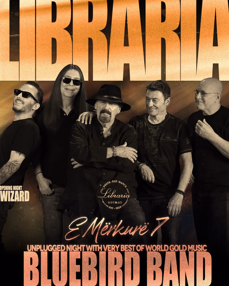 Blue Bird Band flyer — Libraria Bar, Tirana