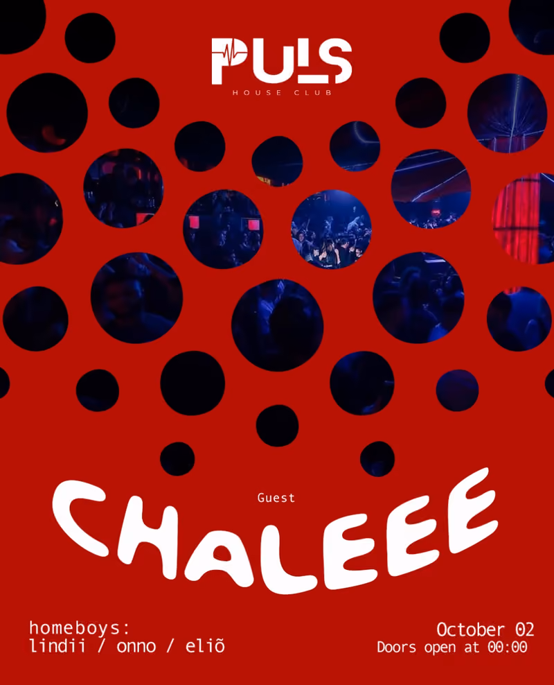 Chaleee flyer — Puls House Club, Tirana