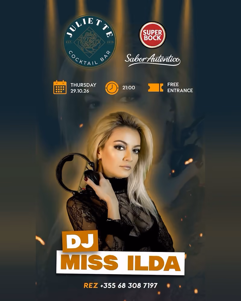 DJ Miss Ilda flyer — Juliette Cocktail Bar, Tirana