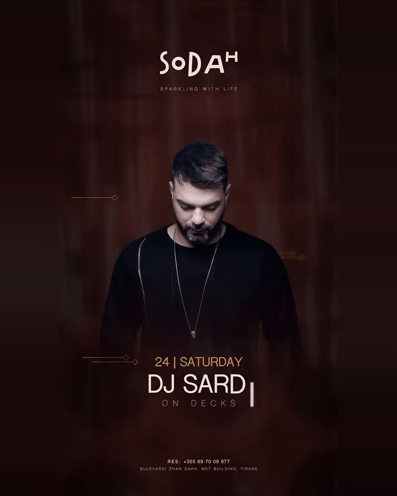 DJ Sardi flyer — Sodah Tirana