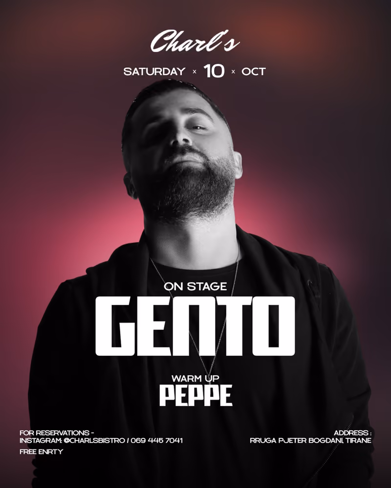 Gento flyer — Charl's Bistro, Tirana