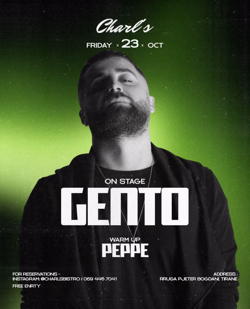 Gento flyer — Charl's Bistro, Tirana