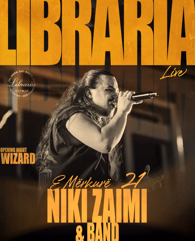 Niki Zaimi & Band flyer — Libraria Bar, Tirana