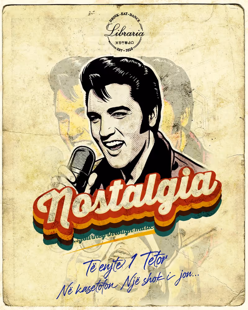 Nostalgia flyer — Libraria Bar, Tirana