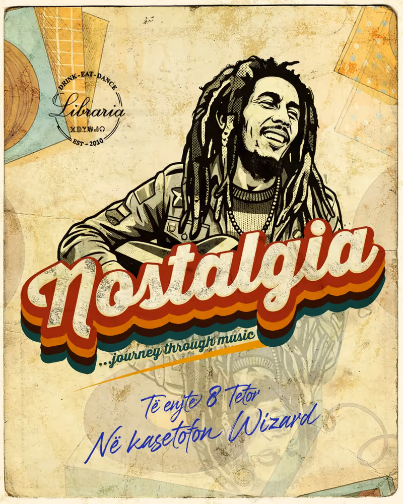 Nostalgia flyer — Libraria Bar, Tirana