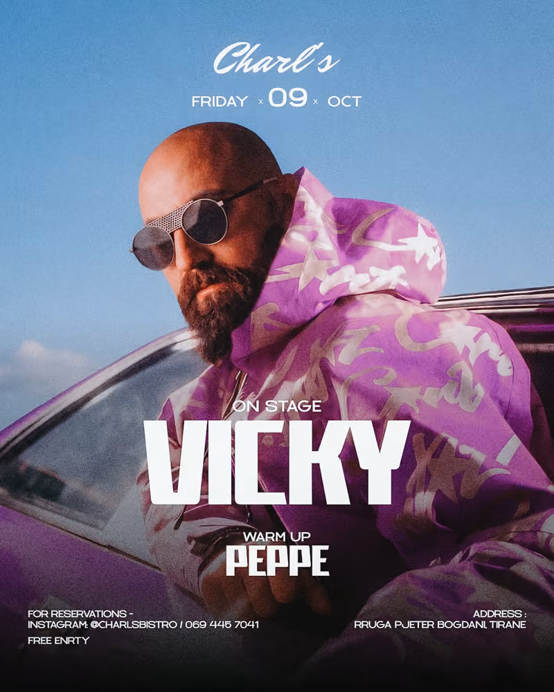 Vicky flyer — Charl's Bistro, Tirana